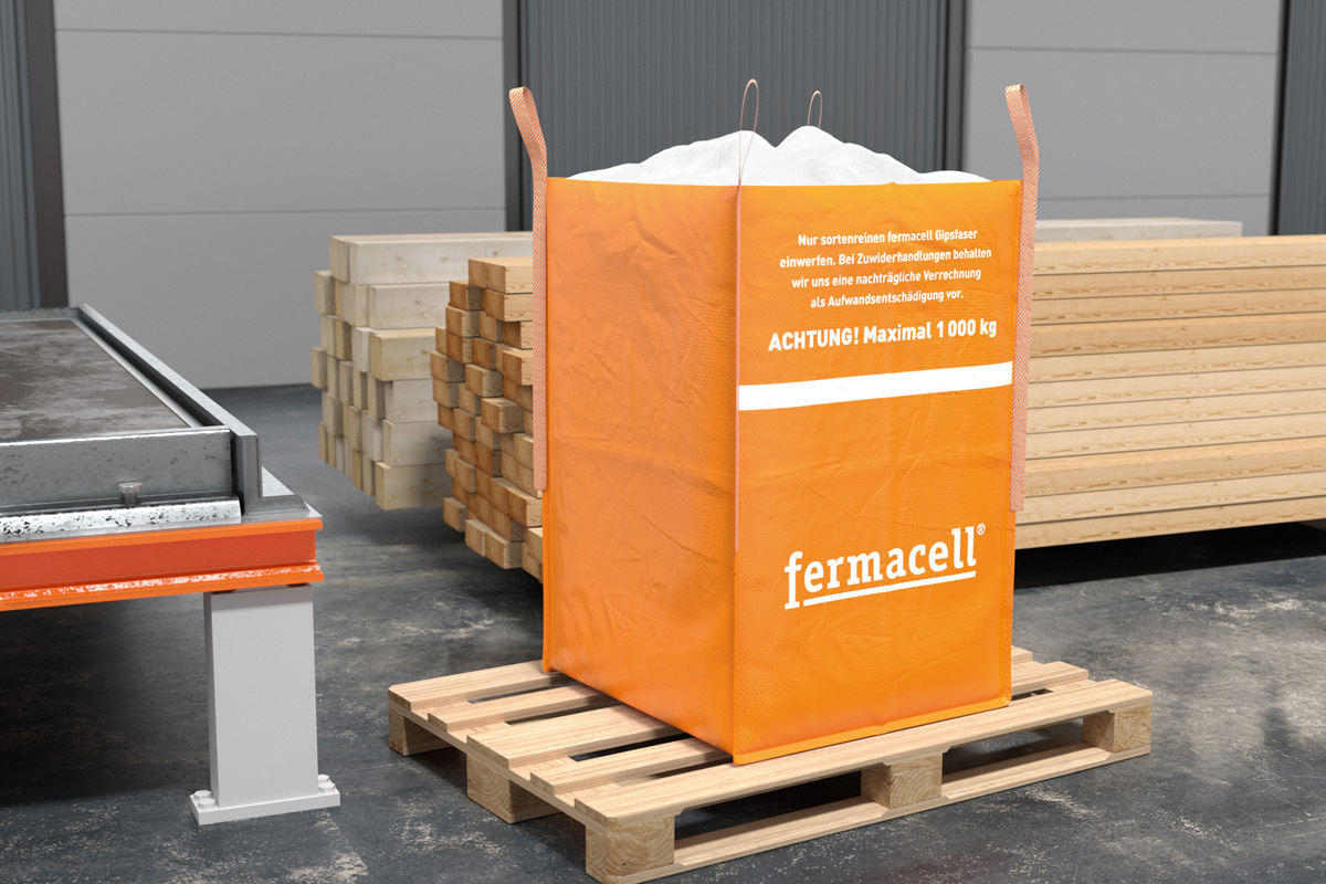 V systému zpětného odběru pro nesmíchané sádrovláknité odřezky ze stavebních prvků fermacell™ hají důležitou roli velkoobjemové pytle na stavební odpad Big Bags.