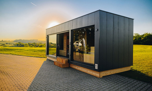Prémiové modulární saunovací domy Eko modular s fasádním obkladem Hardie® Panel